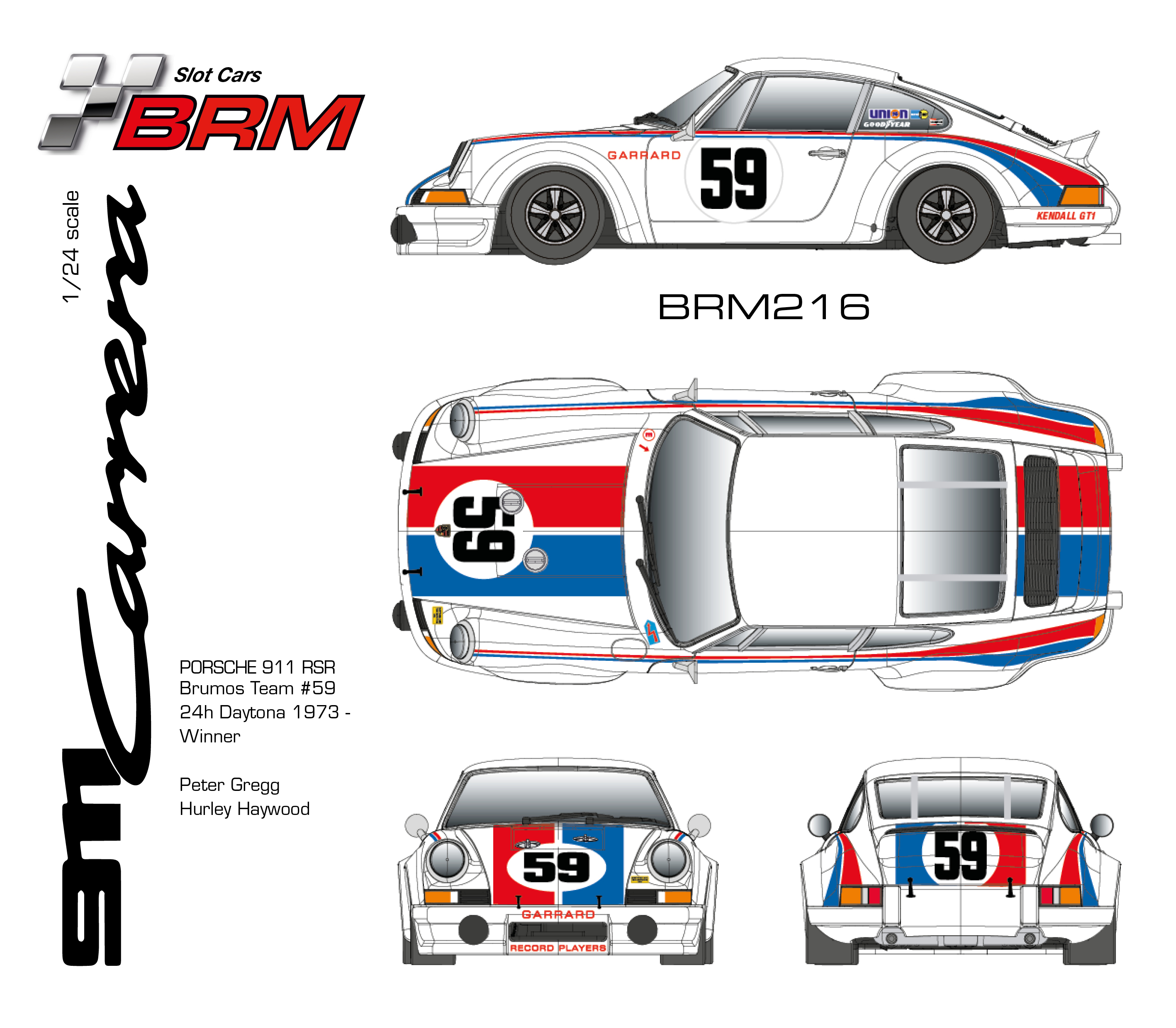BRM216: Porsche 911RSR Brumos Team #59 WINNER 24H Daytona 1973 P. Gregg / H. Haywood